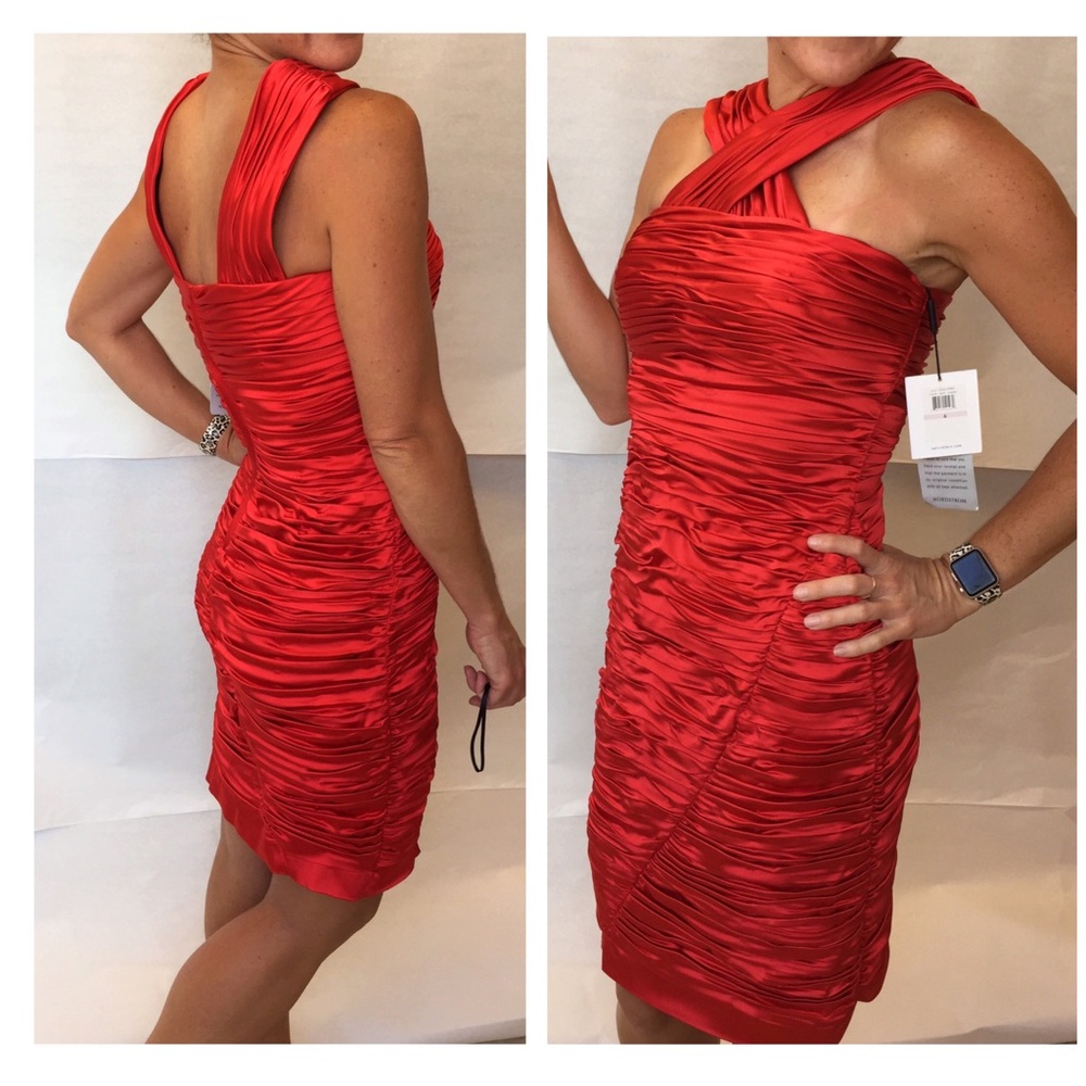 NWT Calvin Klein Nordstrom Ruched Red Cocktail sz6 - Picture 7 of 7